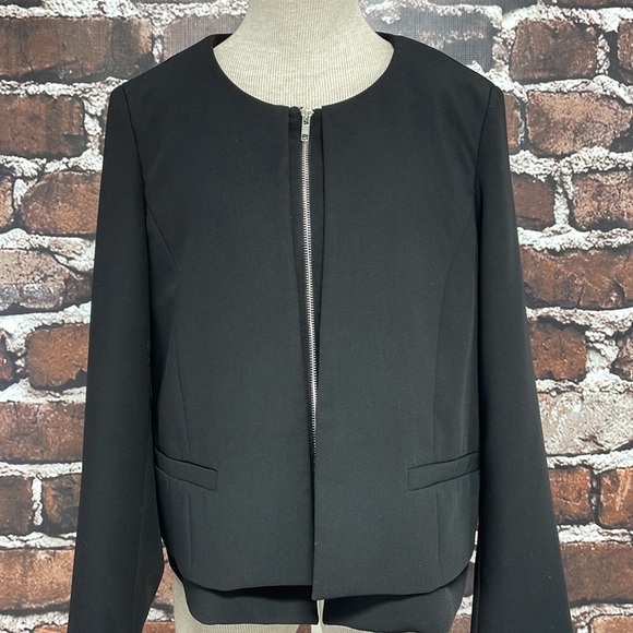 Gibson Blazer Jacket Zip Front Black Layered Size Large - Picture 2 of 11
